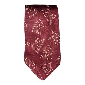 Cream and Red Geometric Pattern Tie